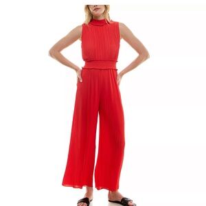 Nanette Lepore Jumpsuit Sleeveless Pleated Saffron Sun